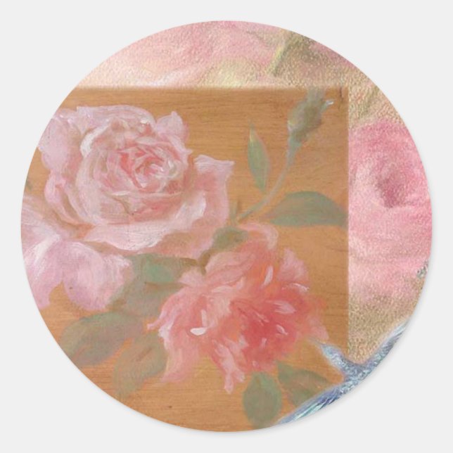 illustrierter Kosmetikaufkleber für Kolibris-Rose Runder Aufkleber (Vorderseite)