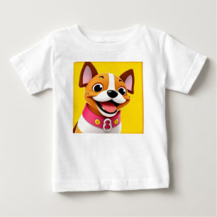 Illustrierter lächelnder Hund mit Halsband Baby T-shirt