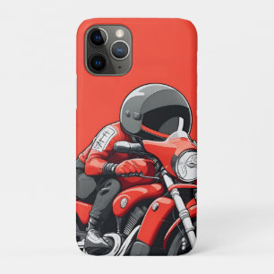 Illustrierter Mann fährt Retro-Rotmotorrad Case-Mate iPhone Hülle