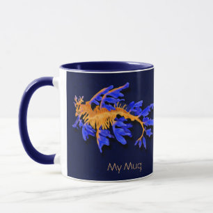 Illustrierter Seeadragon aus Gold und Blauer Leine Tasse