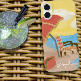 Illustrierter Sommerstrandstuhl iPhone 16 Plus Hülle