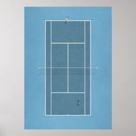 Illustrierter Tennisplatz von oben Poster