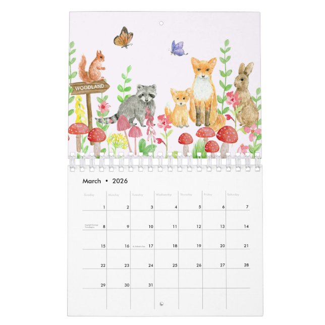 Illustrierter Tierfamilienkalender Kalender (Mär 2026)