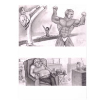 Illustrierter Vergleich physischer Fitness und Sed