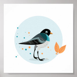 Illustrierter Vogel im Herbst Poster