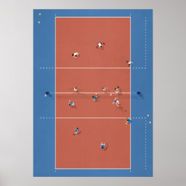 Illustrierter Volleyballplatz von oben Poster