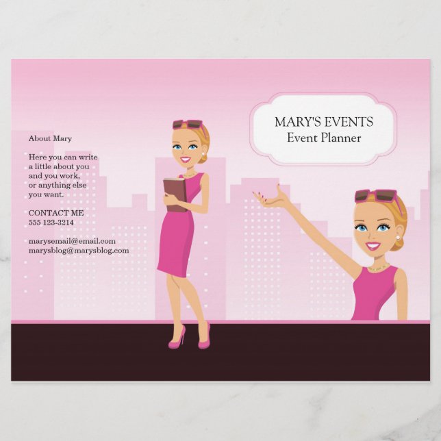 Illustrierter weiblicher Flyer - ungefaltet (Sie f (Vorne)