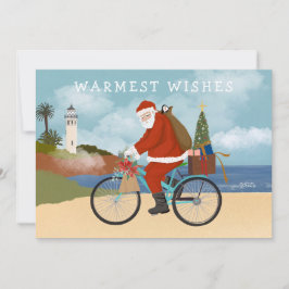Illustrierter Weihnachtsmann im Rad Sommerurlaub Feiertagskarte
