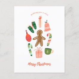 Illustrierter Weihnachtsschmuck Postkarte