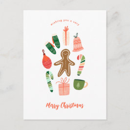 Illustrierter Weihnachtsschmuck Postkarte