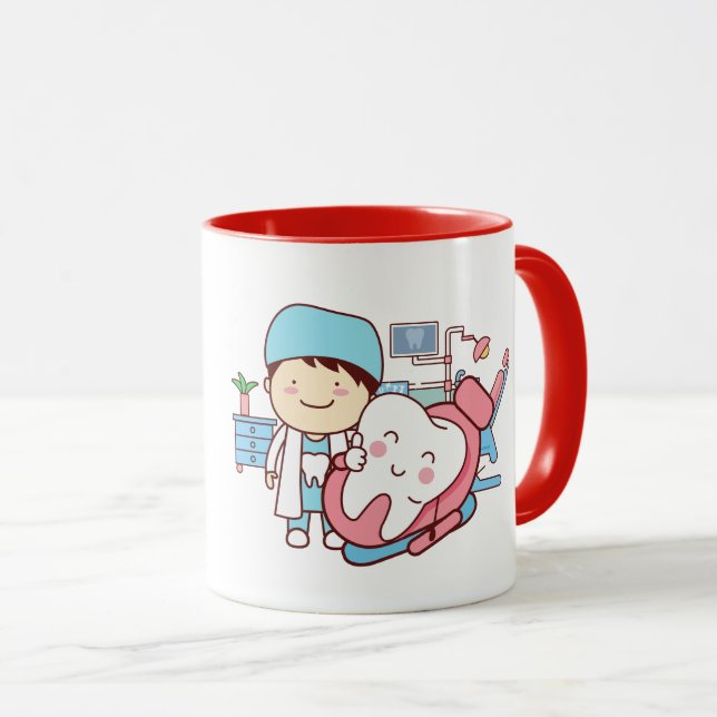 Illustrierter Zahnarztstuhl Tasse (VorderseiteRechts)