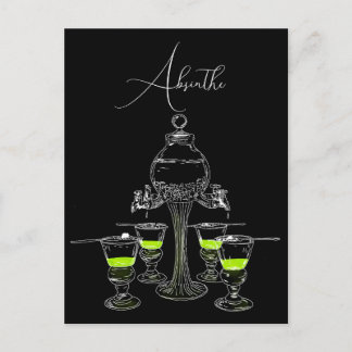 Illustriertes Absinthe-Set Postkarte