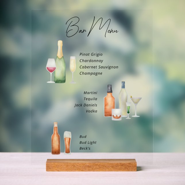 illustriertes Bar-Menü Acrylschild (Neutral)