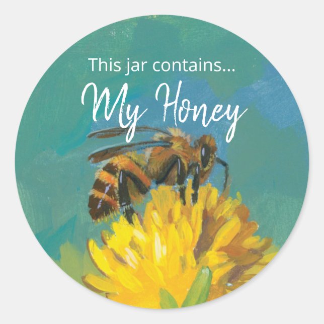 Illustriertes Bienenhoney-Canning-Jar-Label Runder Aufkleber (Vorderseite)