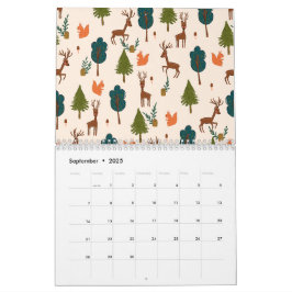 Illustriertes botanisches Blatt-Muster Kalender