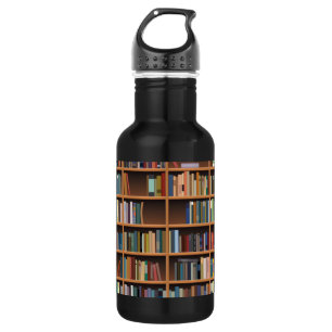 Illustriertes breites Bücherregal Edelstahlflasche