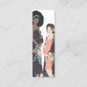 Illustriertes buntes + Blumenhebamme Mini Visitenkarte