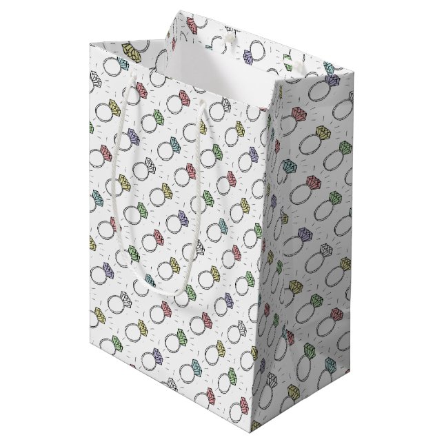Illustriertes Diamantrennmuster Mittlere Geschenktüte (Vorderseite Schrägansicht)