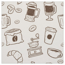 Illustriertes Elementmuster der Brown-Kaffeebohnen Stoff