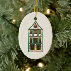 Illustriertes Foto aus Weihnachtsholz Keramik Ornament