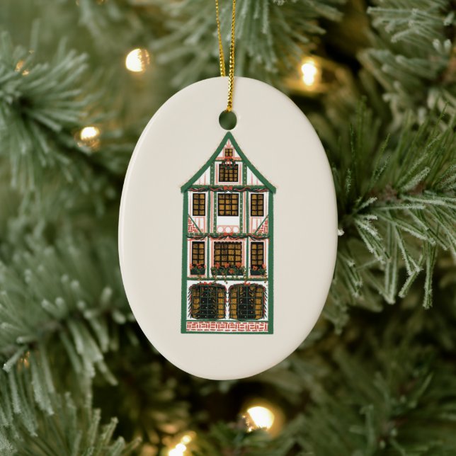 Illustriertes Foto aus Weihnachtsholz Keramik Ornament (Baum)