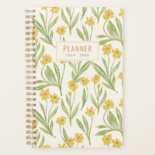 Illustriertes Hübsch-Gelbes Wildblume-Muster Planer