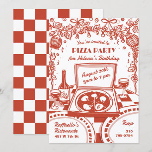 Illustriertes italienisches Pizza-Party Einladung