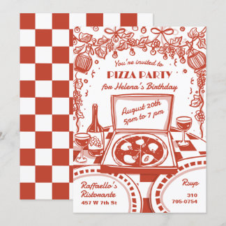 Illustriertes italienisches Pizza-Party Einladung