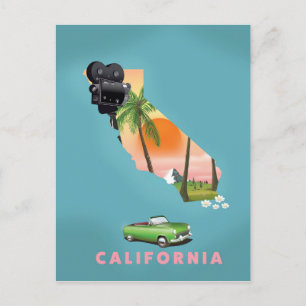 Illustriertes Kartenposter in Kalifornien Postkarte