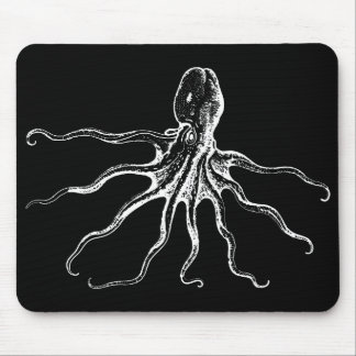 Illustriertes Kraken-Seeschwarzweiss-geschöpf Mousepad
