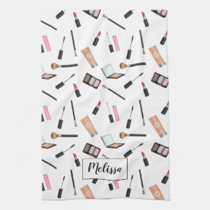 Illustriertes Make-up-Muster mit personalisiertem  Küchentuch
