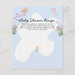 Illustriertes Mermaid Baby Dusche Bingo Spiel