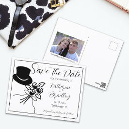Illustriertes Minimalistisches B/W-Skript Save the Postkarte