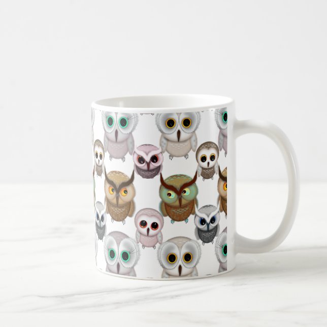 Illustriertes Owls-Muster Kaffeetasse (Rechts)