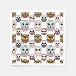 Illustriertes Owls-Muster Serviette