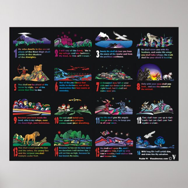 Illustriertes Psalm 91 Poster (Vorne)