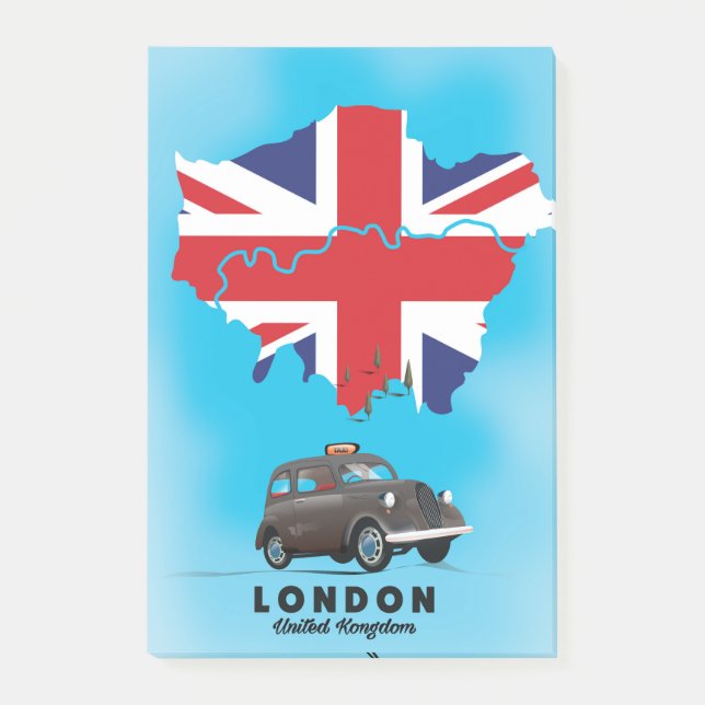 Illustriertes Reiseplakat London Post-it Klebezettel (Vorderseite)