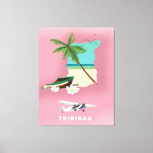 Illustriertes Reiseplakat Trinidad-Karte Leinwanddruck