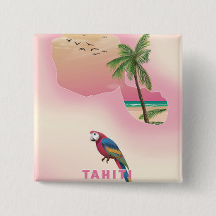 Illustriertes Reiseplakat von Tahiti Button