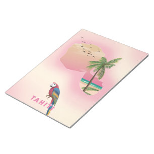 Illustriertes Reiseplakat von Tahiti Notizblock