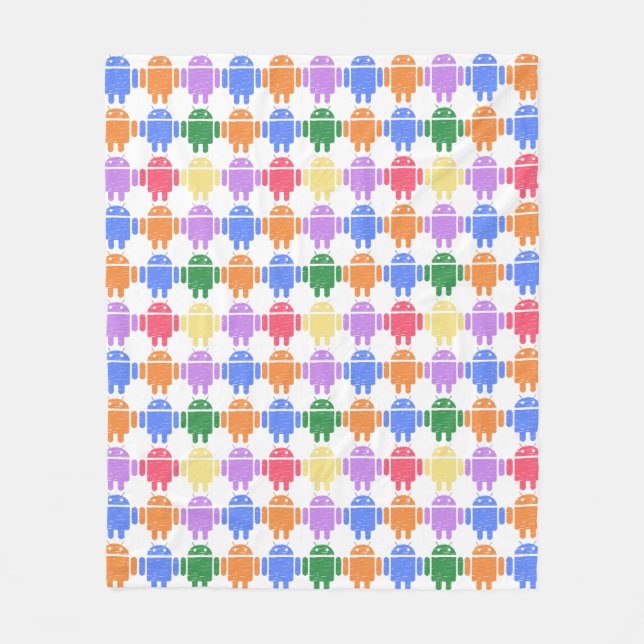 Illustriertes Robot-Muster Fleecedecke (Vorderseite)