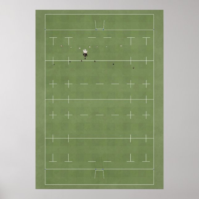 Illustriertes Rugby Field von oben Poster (Vorne)