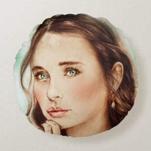 Illustriertes Rundkissen - Lady of Spring Rundes Kissen