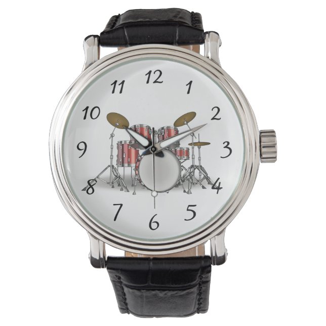 Illustriertes TrommelSet Armbanduhr (Vorderseite)