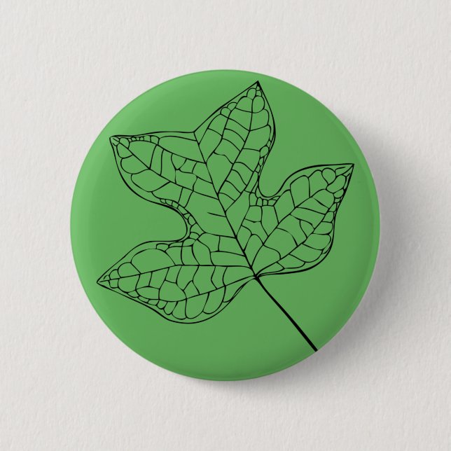 Illustriertes Tulip Tree Leaf Button (Vorderseite)
