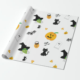 Illustriertes weißes Verpackungspapier Halloweens Geschenkpapier