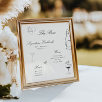 Illustriertes Whimsical Wedding Bar Menu