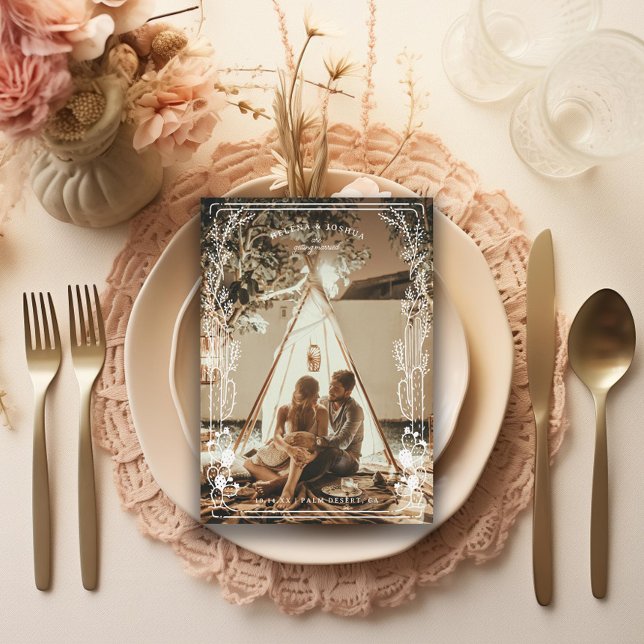 Illustriertes Wüstenkaktus-Foto Save The Date (Von Creator hochgeladen)