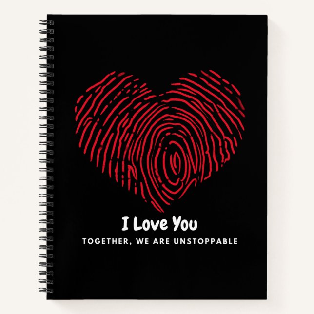 Ilove rouge empreinte cardiaque rouge Carnet spira (Devant)
