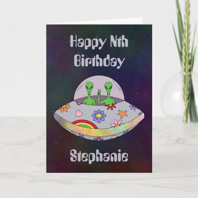 Ils viennent en paix UFO carte d'anniversaire (Devant)